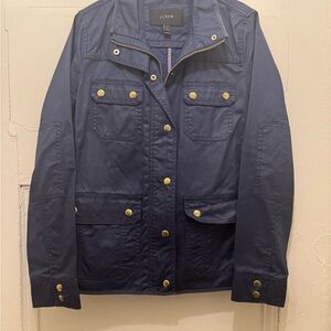 J. Crew Dark Blue Utility Jacket with Gold Accents